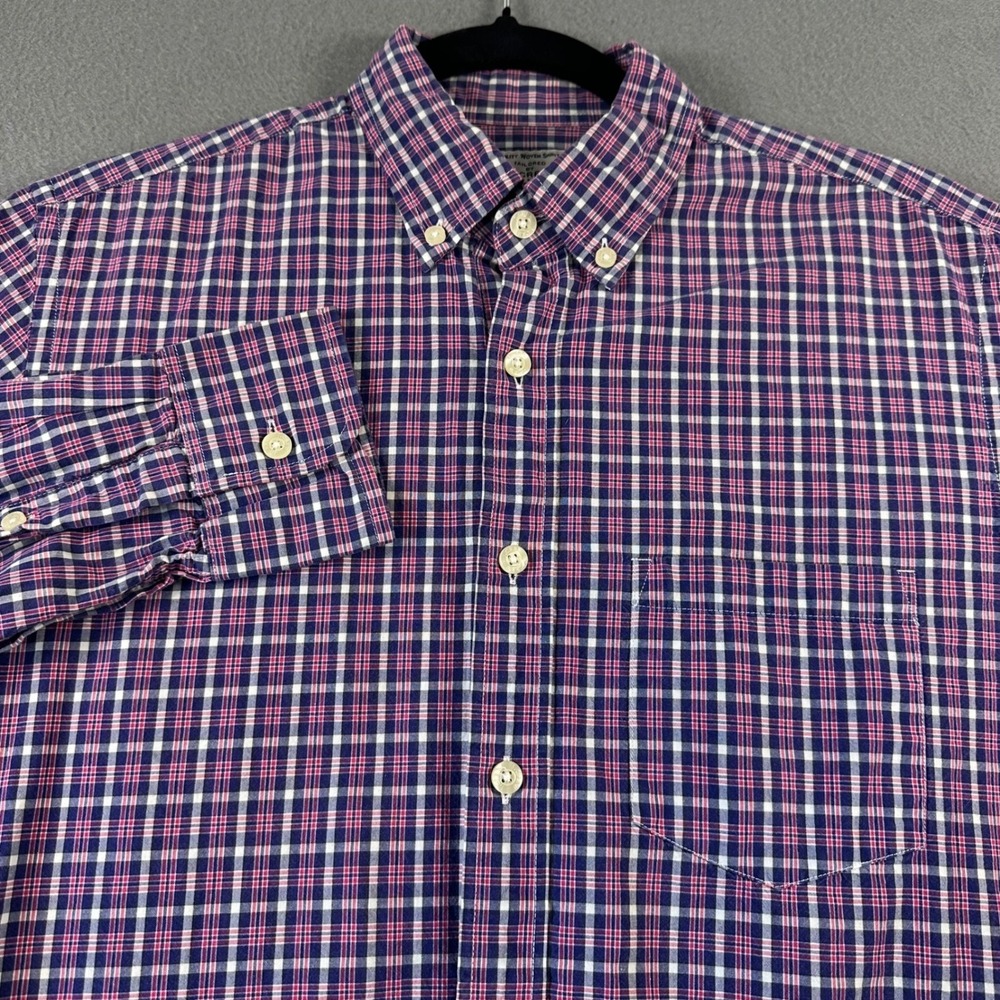 J.Crew Mens Small Tailored Plaid Button Down Shirt Purple Pink Blue A0939 Cotton
